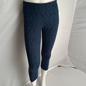 RBX Space Dyed navy and topaz blue soft cotton stretch capri leggings
